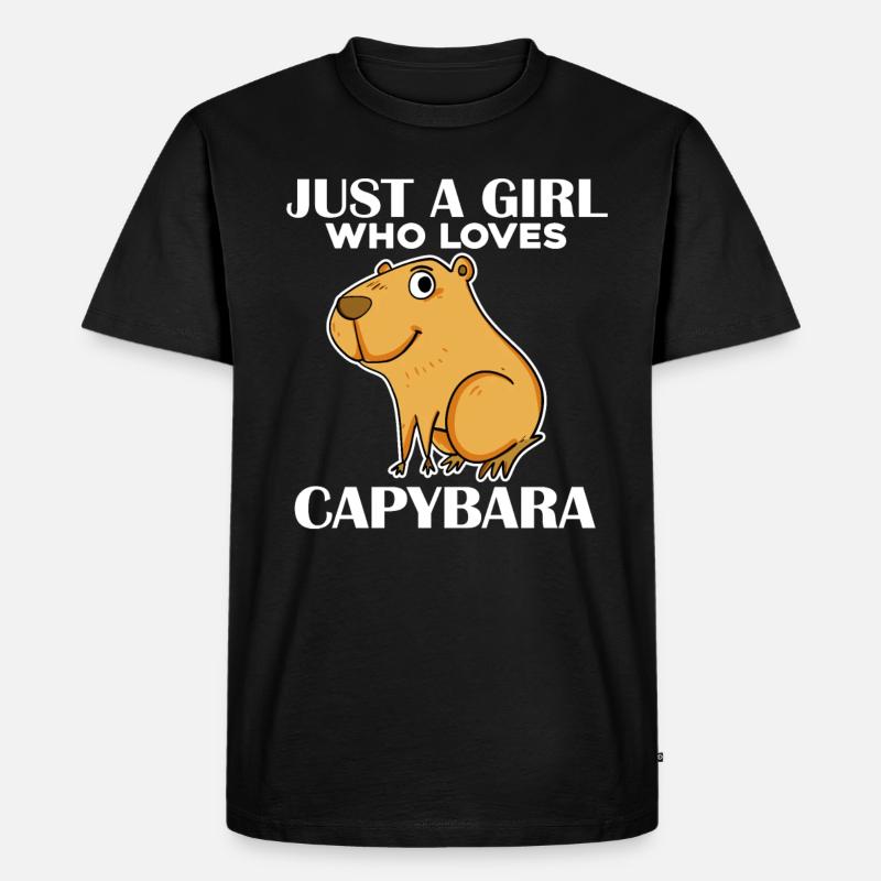 Capybara Mädchen Spruch - Männer Premium Bio T-Shirt - Schwarz