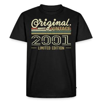 2001 Retro Anniversary 2001 Original 2001 Vintage - Men's Premium Organic T-Shirt - black - Front - Nico (187cm)
