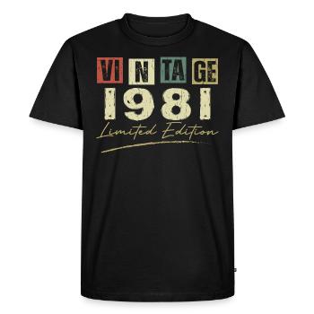 Vintage 1981 Original Cadeau Anniversaire 1981 - T-shirt Premium bio Homme - noir - Devant - Nico (187cm)