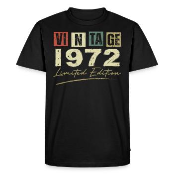 Vintage 1972 Original 1972 Anniversary Gift - Men's Premium Organic T-Shirt - black - Front - Nico (187cm)