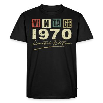 Vintage 1970 Original Cadeau Anniversaire 1970 - T-shirt Premium bio Homme - noir - Devant - Nico (187cm)