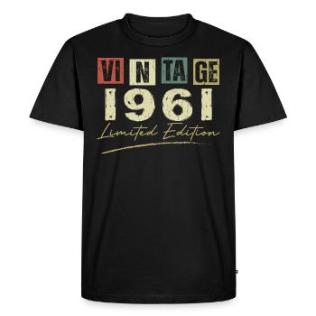 Vintage 1961 Original 1961 Anniversary Gift - Men's Premium Organic T-Shirt - black - Front - Nico (187cm)