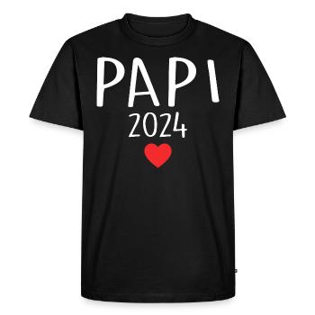 papa - futur papa 2024 - T-shirt Premium bio Homme - noir - Devant - Nico (187cm)