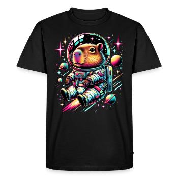 Capybaras Cute Capybara Astronaut - Men's Premium Organic T-Shirt - black - Front - Nico (187cm)