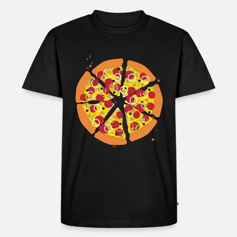 Pizza - Männer Premium Bio T-Shirt - Schwarz