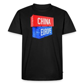 Europe and China Containers - Euro, EU, World - Men's Premium Organic T-Shirt - black - Front - Nico (187cm)