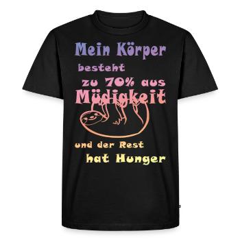 Tired lazy funny funny - Men's Premium Organic T-Shirt - black - Front - Nico (187cm)