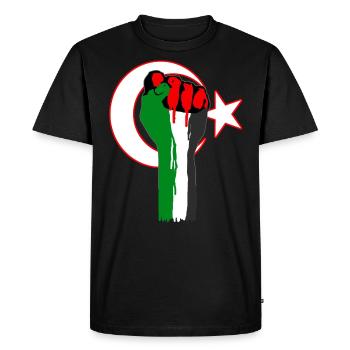 Poing de Palestina - Turquie, drapeau, aide, Gaza - T-shirt Premium bio Homme - noir - Devant - Nico (187cm)