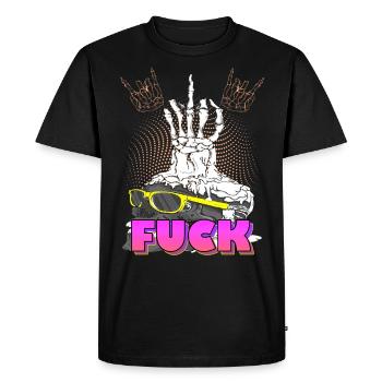 Crâne de mort avec finesse moyenne et fuck - T-shirt Premium bio Homme - noir - Devant - Nico (187cm)