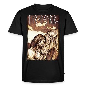 Tyr + Fenrir - T-shirt Premium bio Homme - noir - Devant - Nico (187cm)