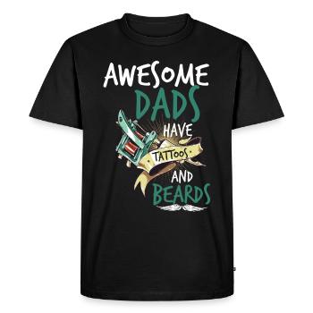 AWESOME DADS HAVE TATTOOS AND BEARDS - Men's Premium Organic T-Shirt - black - Front - Nico (187cm)