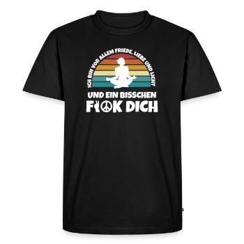 Ich Bin Größtenteils Frieden Liebe Und Licht - Männer Premium Bio T-Shirt - Schwarz - Vorne - Nico (187cm)