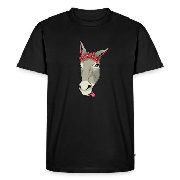 Âne doux avec cadeau de fleurs je mule - T-shirt Premium bio Homme - noir - Devant - Nico (187cm)
