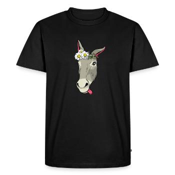 Âne doux avec cadeau de fleurs je mule - T-shirt Premium bio Homme - noir - Devant - Nico (187cm)