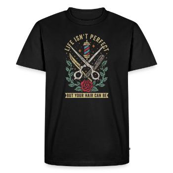 Barber Barbershop Barber Barbe - T-shirt Premium bio Homme - noir - Devant - Nico (187cm)
