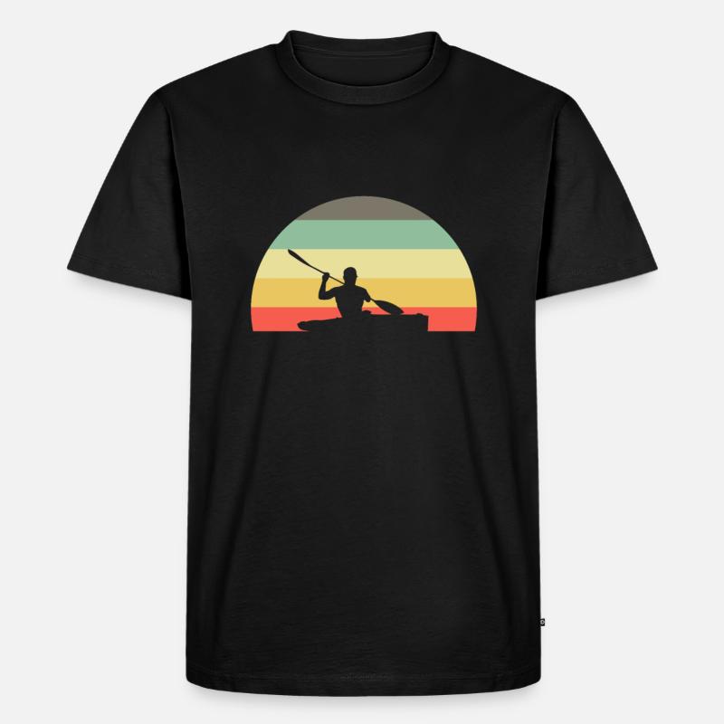 Retro Kajak Kayak Kajaker - Männer Premium Bio T-Shirt - Schwarz
