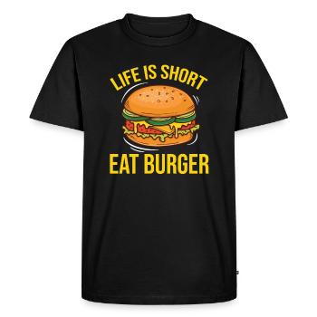 Burger Hamburger Cheeseburger - T-shirt Premium bio Homme - noir - Devant - Nico (187cm)