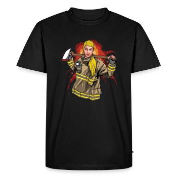 Pompier pompier pompier - T-shirt Premium bio Homme - noir - Devant - Nico (187cm)