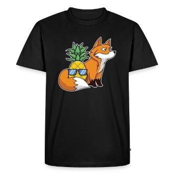 Ananas Hawaï Aloha Fox Renard roux - T-shirt Premium bio Homme - noir - Devant - Nico (187cm)