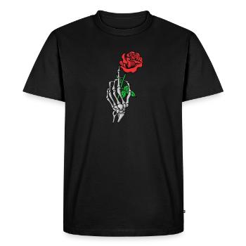 Skeleton hand red roses tattoo style bone hand - Men's Premium Organic T-Shirt - black - Front - Nico (187cm)