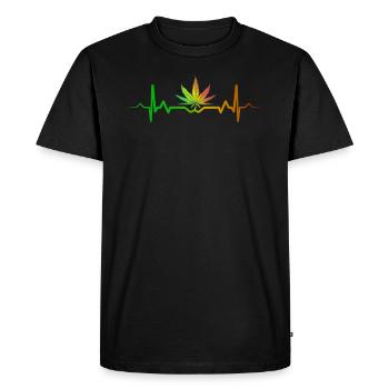 Cannabis battement de coeur feuille de chanvre marijuana - T-shirt Premium bio Homme - noir - Devant - Nico (187cm)