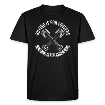 Voiture auto mécanicien atelier auto mécanicien - T-shirt Premium bio Homme - noir - Devant - Nico (187cm)
