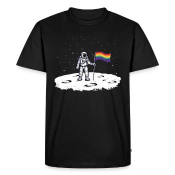 Drapeau arc-en-ciel astronaute - T-shirt Premium bio Homme - noir - Devant - Nico (187cm)
