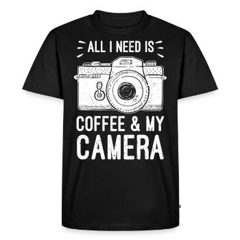 Café caméra photographe anniversaire De Noël idée - T-shirt Premium bio Homme - noir - Devant - Nico (187cm)