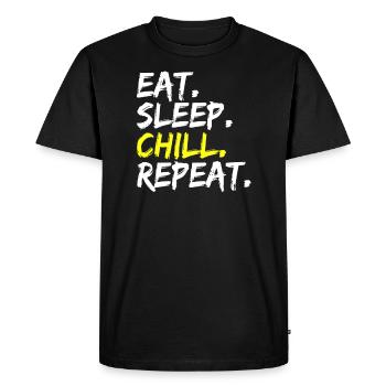 Eat Sleep Chill Repeat Spruch Conception Détente - T-shirt Premium bio Homme - noir - Devant - Nico (187cm)