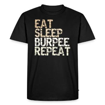 Eat Sleep Burpee Repeat Gym tenue de musculation - T-shirt Premium bio Homme - noir - Devant - Nico (187cm)