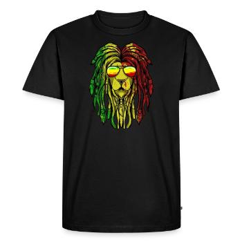 Reggae Musique Lion Rasta Rastafari - T-shirt Premium bio Homme - noir - Devant - Nico (187cm)