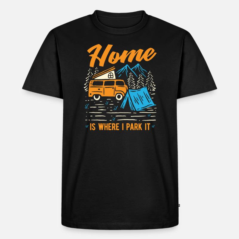 Camper Bus Caravan Camper Bus - Männer Premium Bio T-Shirt - Schwarz