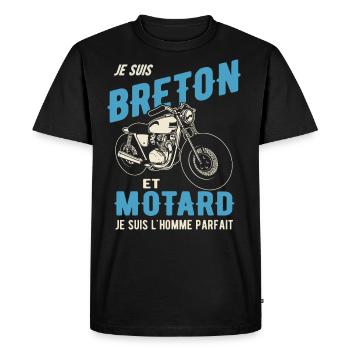 breton et motard l'homme parfait - T-shirt Premium bio Homme - noir - Devant - Nico (187cm)