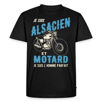 alsacien et motard l'homme parfait - T-shirt Premium bio Homme - noir - Devant - Nico (187cm)