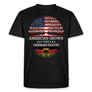 American Grown with German Roots USA Flag - Men's Premium Organic T-Shirt - black - Front - Nico (187cm)