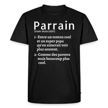 super parrain Drôle Definition Cadeau humour - T-shirt Premium bio Homme - noir - Devant - Nico (187cm)
