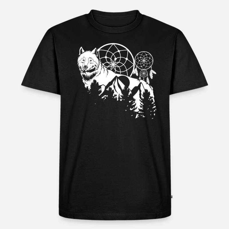 Wolf - Männer Premium Bio T-Shirt - Schwarz