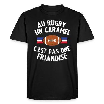Au Rugby Un Caramel C'est Pas Une Friandise - T-shirt Premium bio Homme - noir - Devant - Nico (187cm)