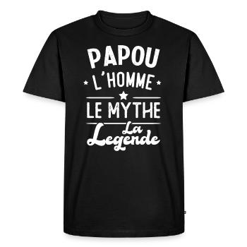 Papou L'Homme Le Mythe La Légende - T-shirt Premium bio Homme - noir - Devant - Nico (187cm)