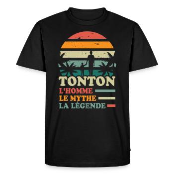 Tonton l'homme le mythe la légende Cadeau - T-shirt Premium bio Homme - noir - Devant - Nico (187cm)