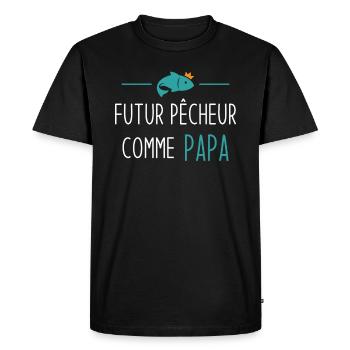 Futur pêcheur comme papa humour cadeau pêcheur - T-shirt Premium bio Homme - noir - Devant - Nico (187cm)