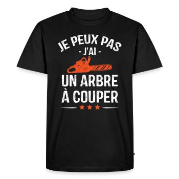 Je Peux Pas J'ai Un Arbre à Couper - T-shirt Premium bio Homme - noir - Devant - Nico (187cm)
