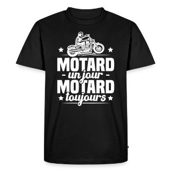 Motard un jour motard toujours, Cadeau motard - T-shirt Premium bio Homme - noir - Devant - Nico (187cm)