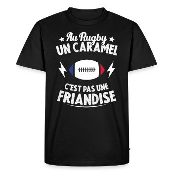 Au Rugby Un Caramel C'est Pas Une Friandise - T-shirt Premium bio Homme - noir - Devant - Nico (187cm)