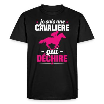 Je Suis Une Cavalière Qui Déchire Cadeau - T-shirt Premium bio Homme - noir - Devant - Nico (187cm)