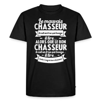 Humour Cadeau Pour Bon Chasseur - T-shirt Premium bio Homme - noir - Devant - Nico (187cm)
