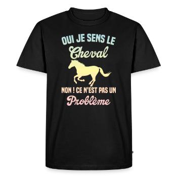 Oui Je Sens Le Cheval non ce n est pas un problème - T-shirt Premium bio Homme - noir - Devant - Nico (187cm)