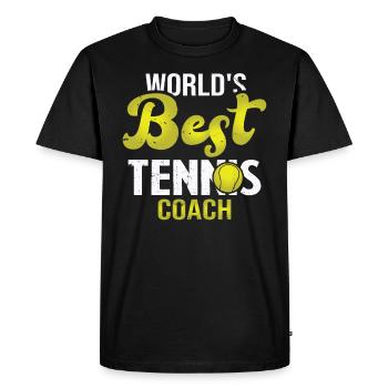 Worlds best tennis coach, Cadeau pour tennis coach - T-shirt Premium bio Homme - noir - Devant - Nico (187cm)