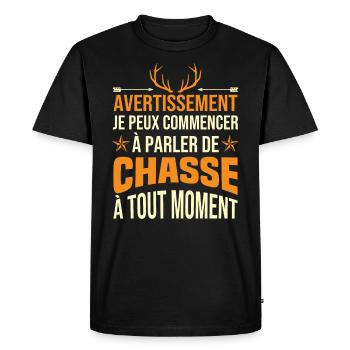 Je Peux Commencer À Parler De Chasse À Tout Moment - T-shirt Premium bio Homme - noir - Devant - Nico (187cm)