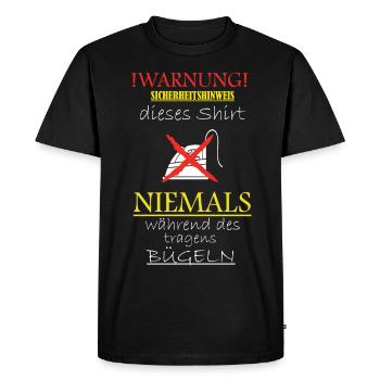 Lustiges T-Shirt Bügeln Verboten - Männer Premium Bio T-Shirt - Schwarz - Vorne - Nico (187cm)